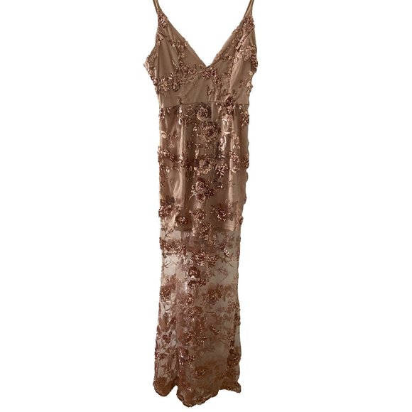NWT FORMAL FLORAL SEQUIN LONG DRESS - Picture 1 of 5